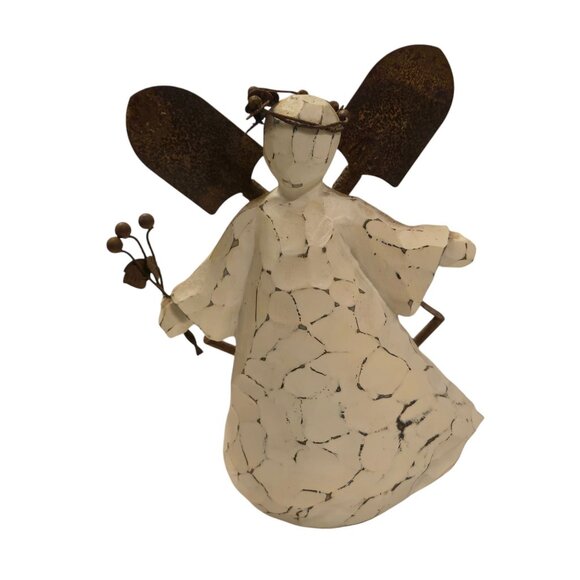 Angel Figurine Garden Shovel Wings Flowers Gardener 7 Inch P Caldwell - Picture 15 of 16